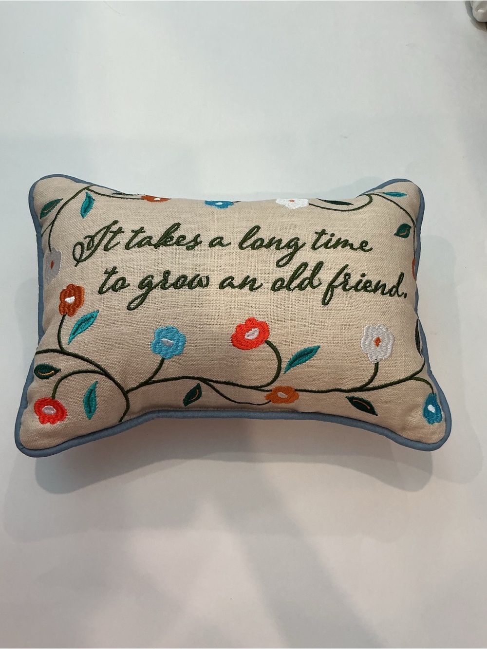 Peking Handicraft “It Takes A Long Time To Grow An Old Friend” Accent Pillow